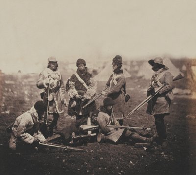 Men of the 68th (Durham) Regiment of Foot (Light Infantry) in Winter Dress, from an album of 52 photographs associated with the Crimean War by Roger Fenton